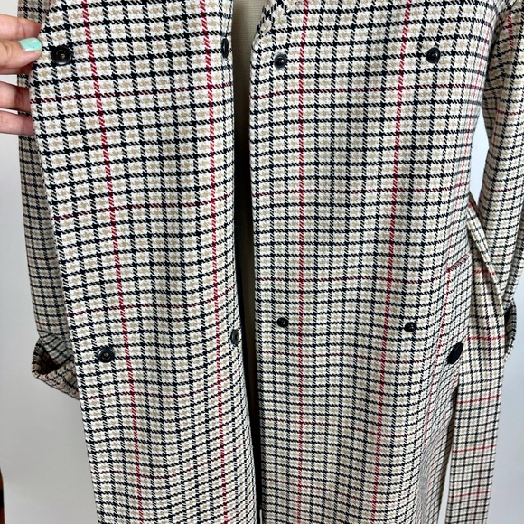 MAJE PRINCE OF WALES CHECKED TWILL TRENCH COAT IN BEIGE FR 36 US 4 - Picture 6 of 11